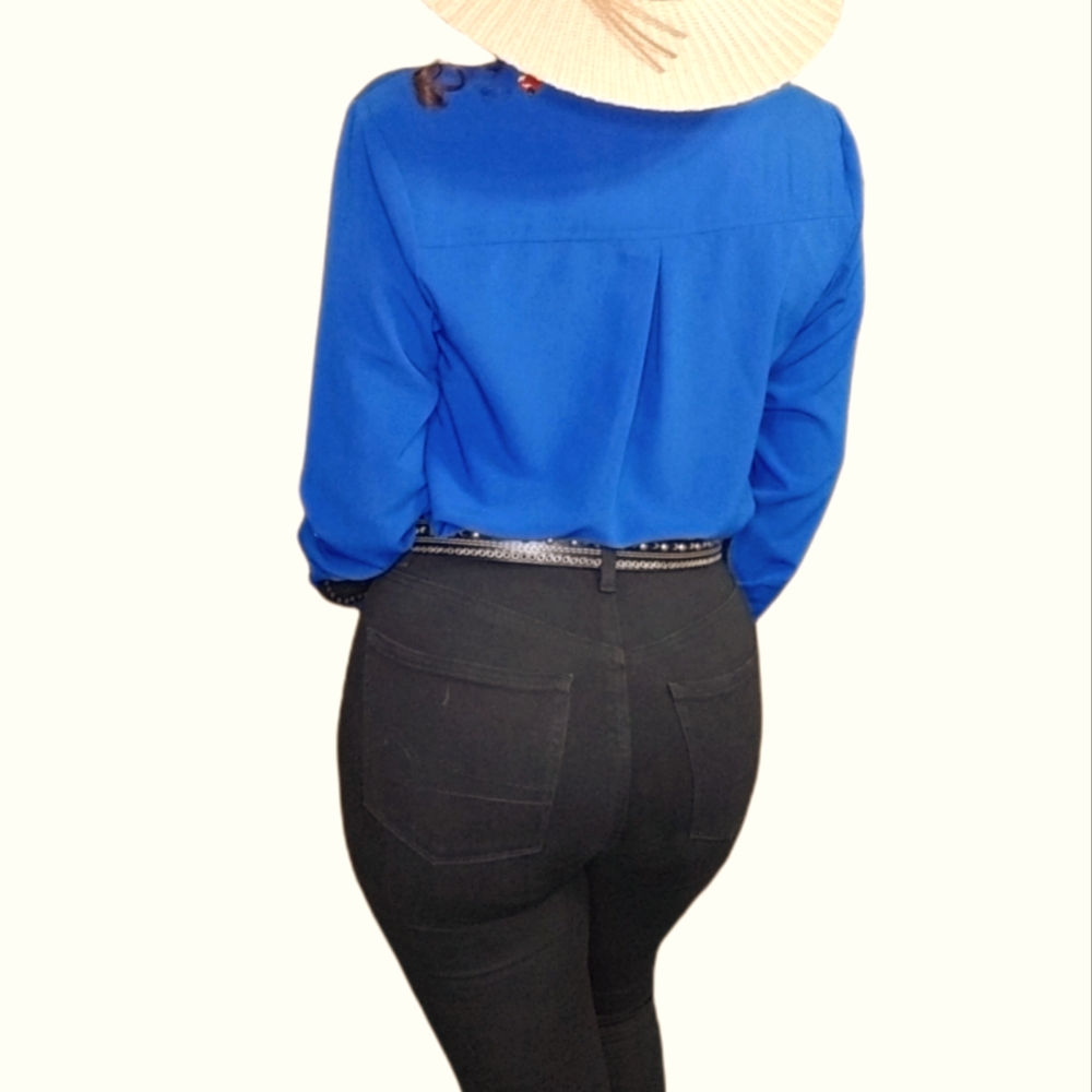 Ladies Long Sleeve Carefree Poplin Shirt - True Royal